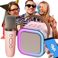 GŁOŚNIK BLUETOOTH PRZENOŚNE KARAOKE LAMPKA RGB MIKROFON USB SD MINI JACK