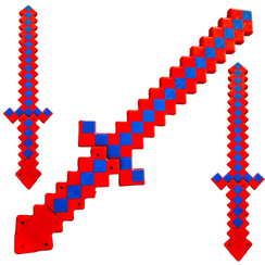 MINECRAFT Miecz świecący Pixel - długi  61cm (Czerwono - niebieski)