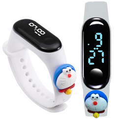 Zegarek LED opaska Dla Dzieci Kot Doraemon biały