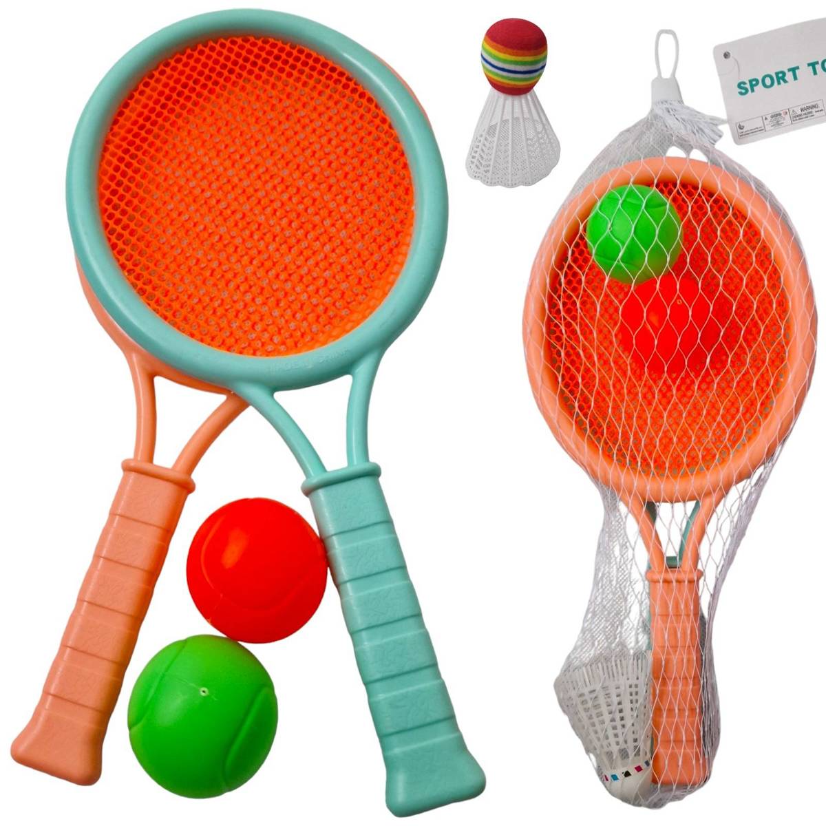 Rakietki o gry w Badmintona / tenisowe + 2 piłki + lotka